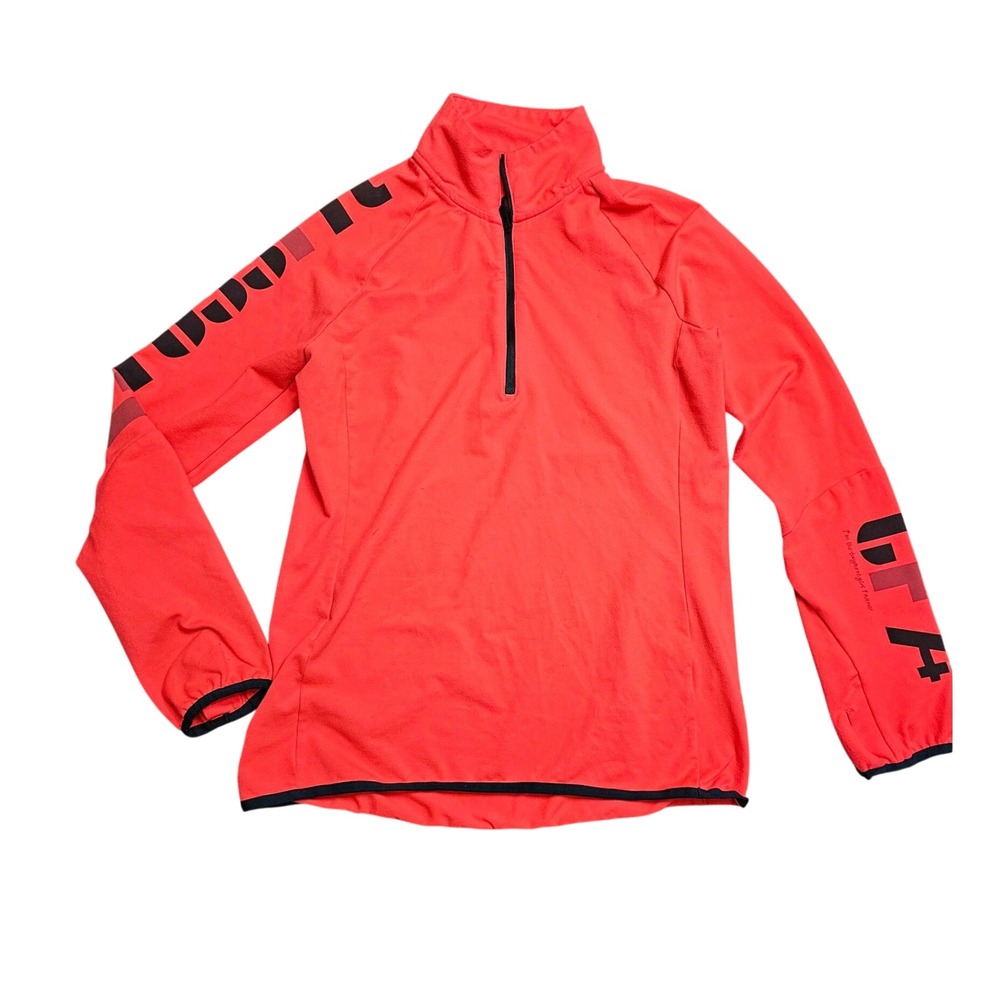 Reebok CrossFit Womens Quarter Zip Fleece Pullover Red GFT Toughest Girl Small‎